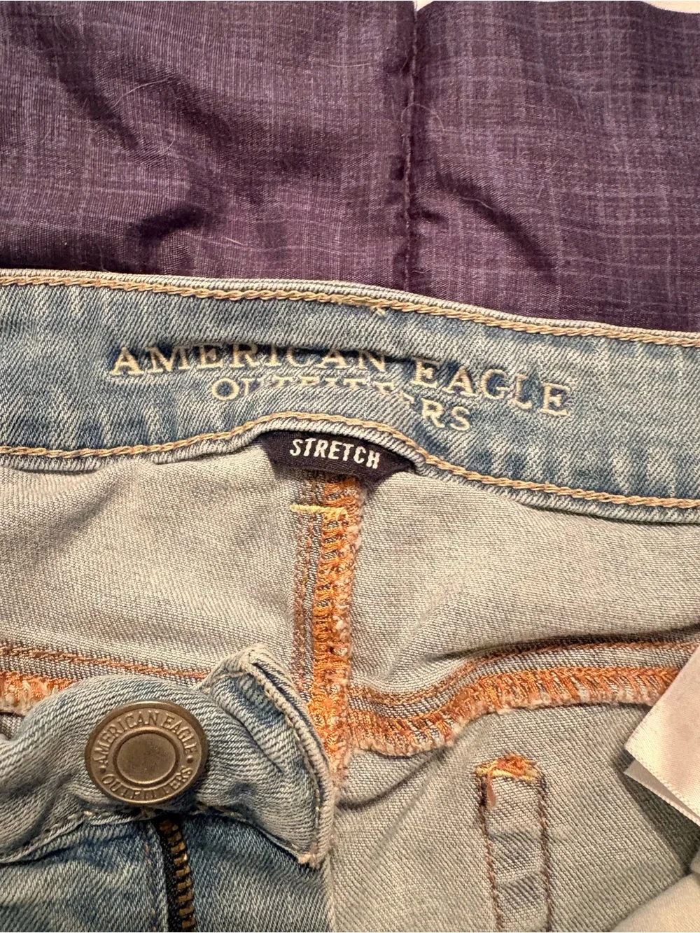 American Eagle Outfitters Light Blue Distressed Denim Shorts with Lace
